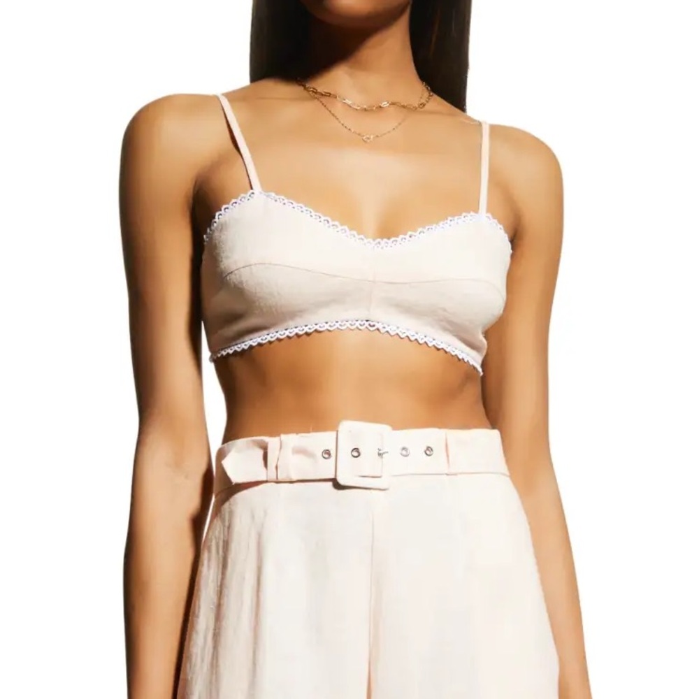 Miguelina Picot Trim Linen Bralette